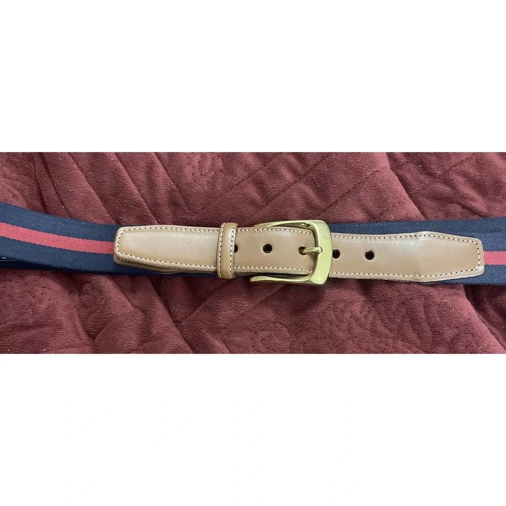 NWT‎ Torino Men's Sz 48 european ribbed striped surcingle belt navy/red Golf Dad